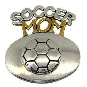 Soccer Mom Brooch Pendant Silver Gold Tone Signed Best Vintage